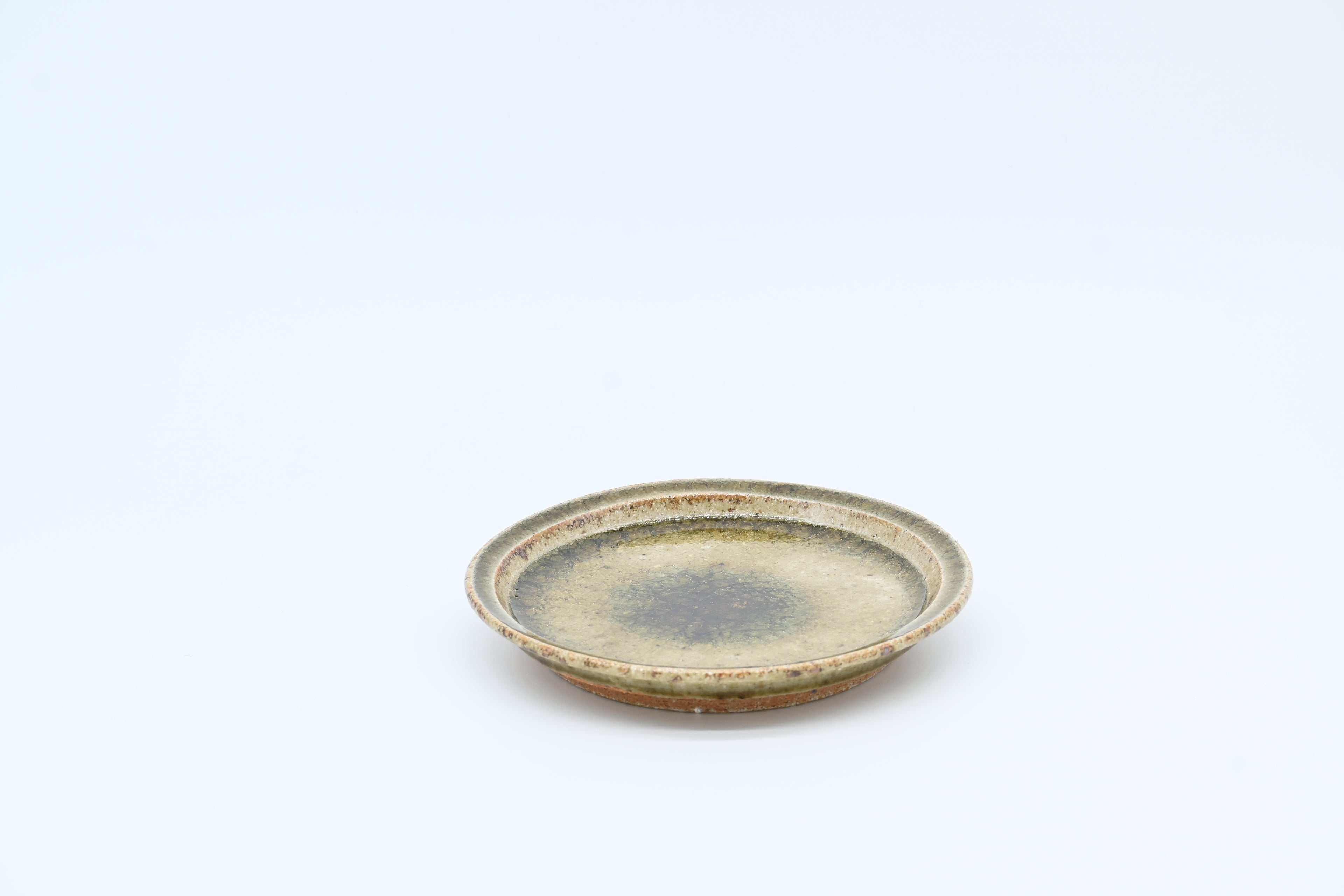 宮城陶器　5寸リムプレート（灰釉）/Miyagi Toki — 5-sun Rim Plate / Ash Glaze (Hai-yu)