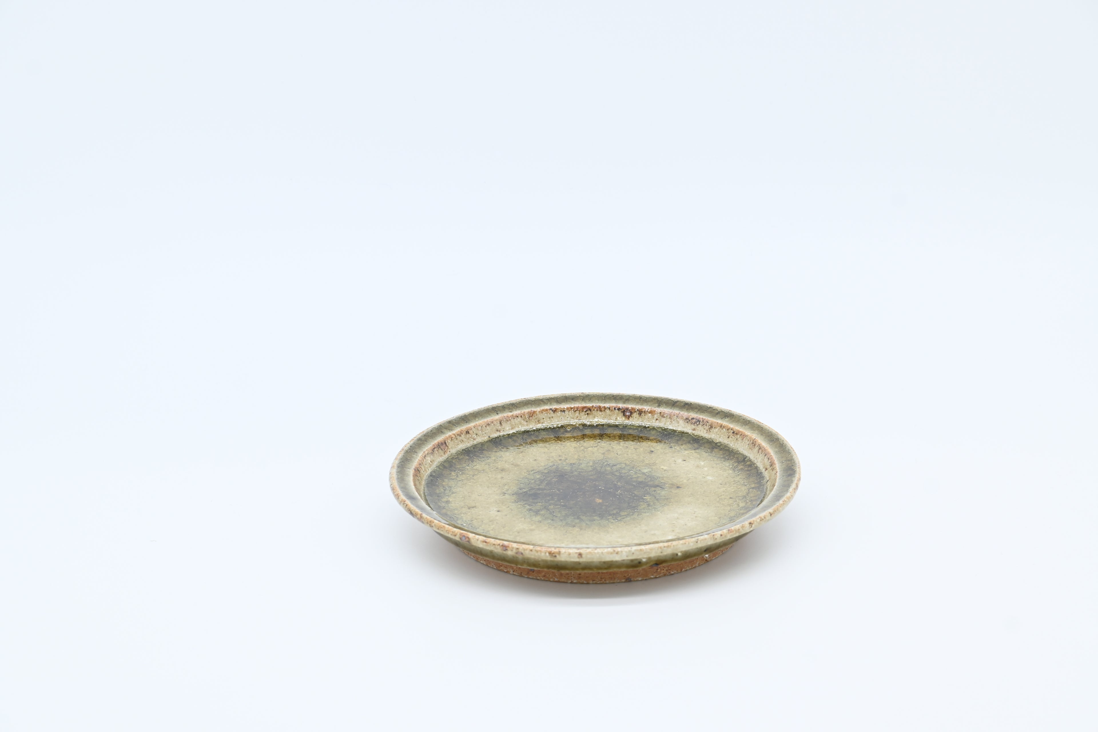宮城陶器　5寸リムプレート（灰釉）/Miyagi Toki — 5-sun Rim Plate / Ash Glaze (Hai-yu)