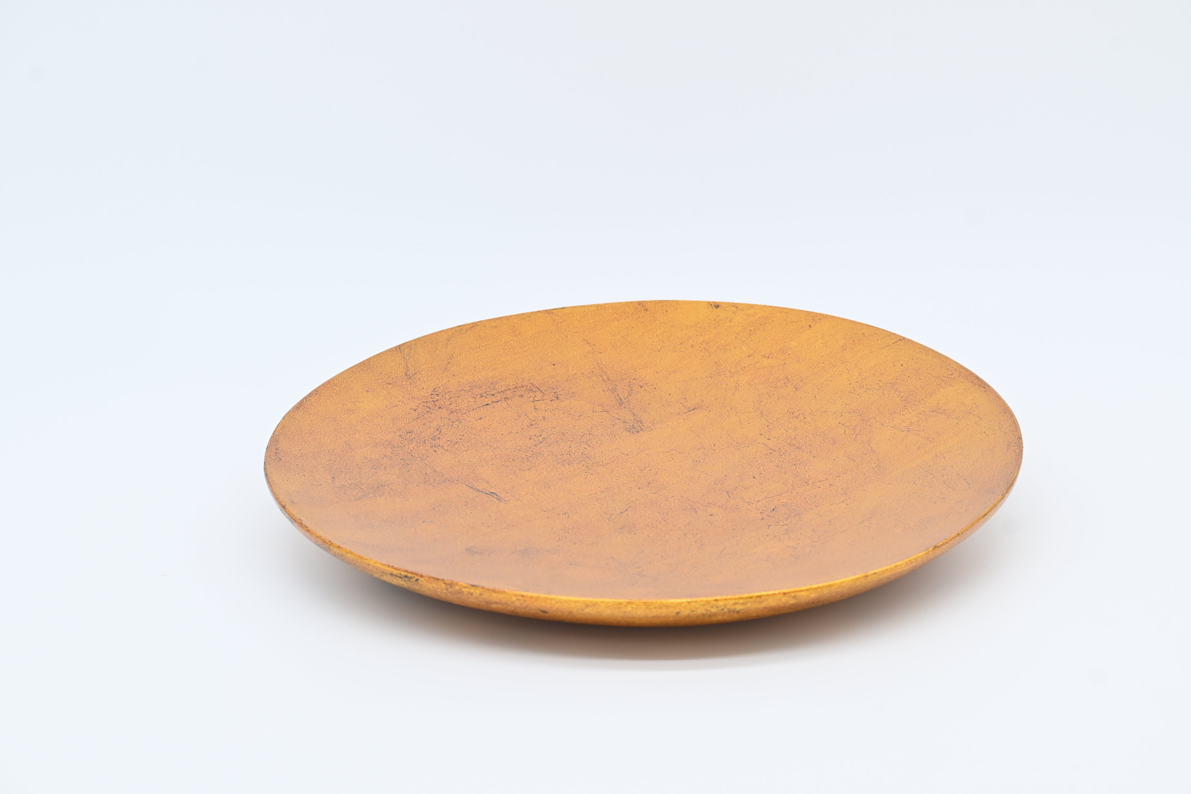 木漆工とけし　丸葉皿9寸 金/Moku-Shikko Tokeshi — Maruba (Round Leaf) Plate 9-sun / Gold
