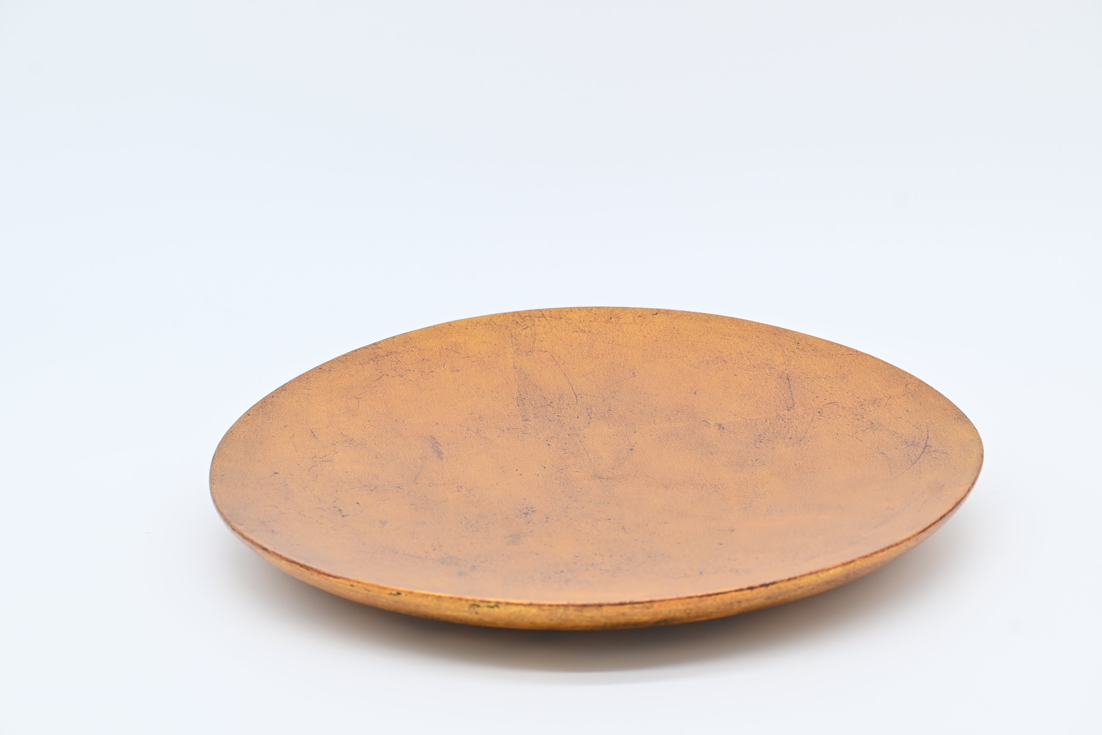 木漆工とけし　丸葉皿 1尺  金/Moku-Shikko Tokeshi — Maruba (Round Leaf) Plate 1-shaku / Gold