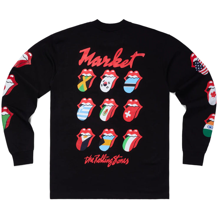 MKT ROLLING STONES WORLD FLAG LONGSLEEVED T-SHIRT - BLACK