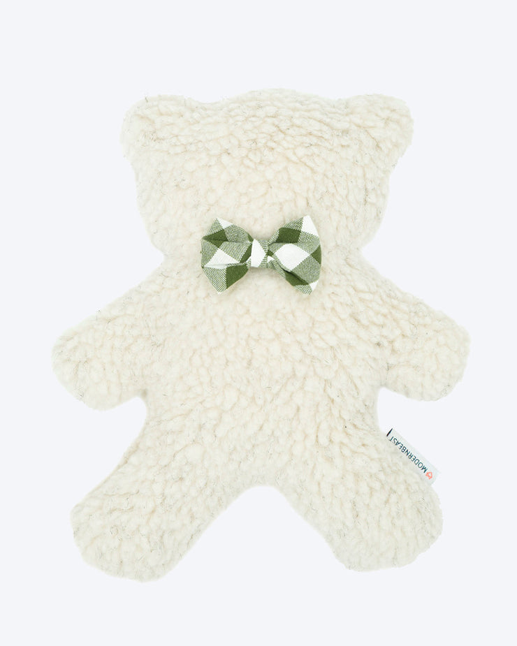 LAVENDER BED TIME BEAR - FOREST GINGHAM BOWTIE - CREAM PLUSH