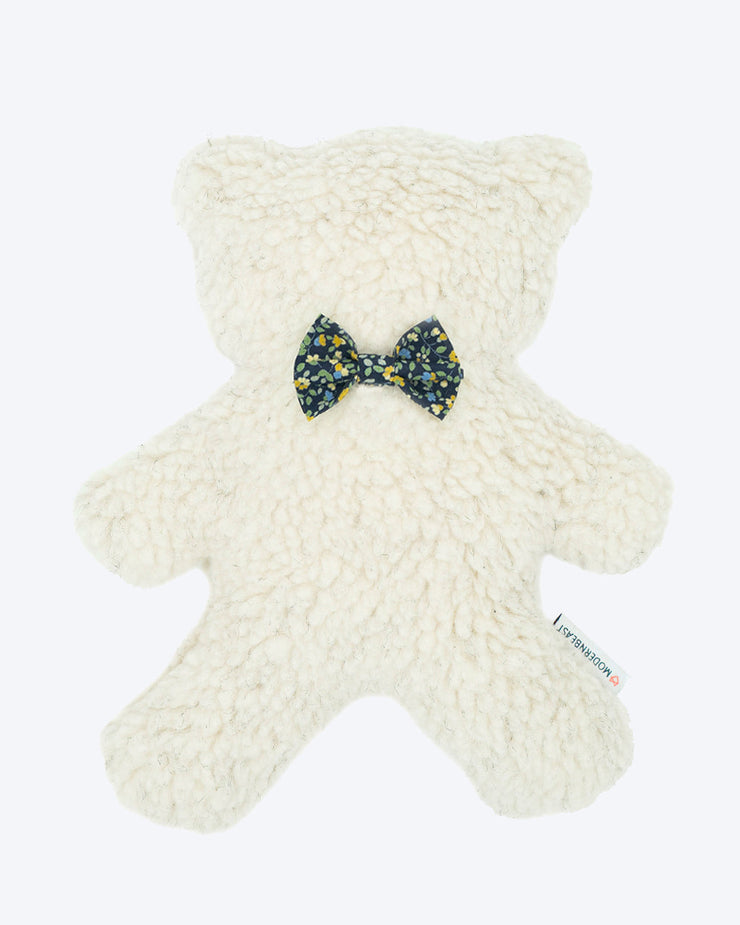 LAVENDER BED TIME BEAR - MIDNIGHT FLORAL BOWTIE - CREAM PLUSH