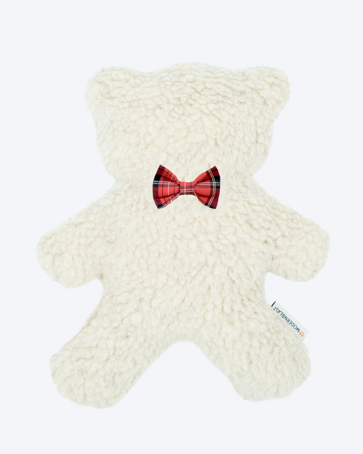 LAVENDER BED TIME BEAR - RED PLAID BOWTIE - CREAM