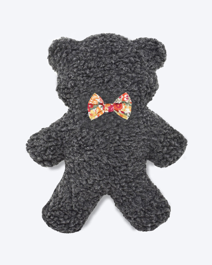 LAVENDER BED TIME BEAR - RED FLORAL BOWTIE - CHARCOAL PLUSH