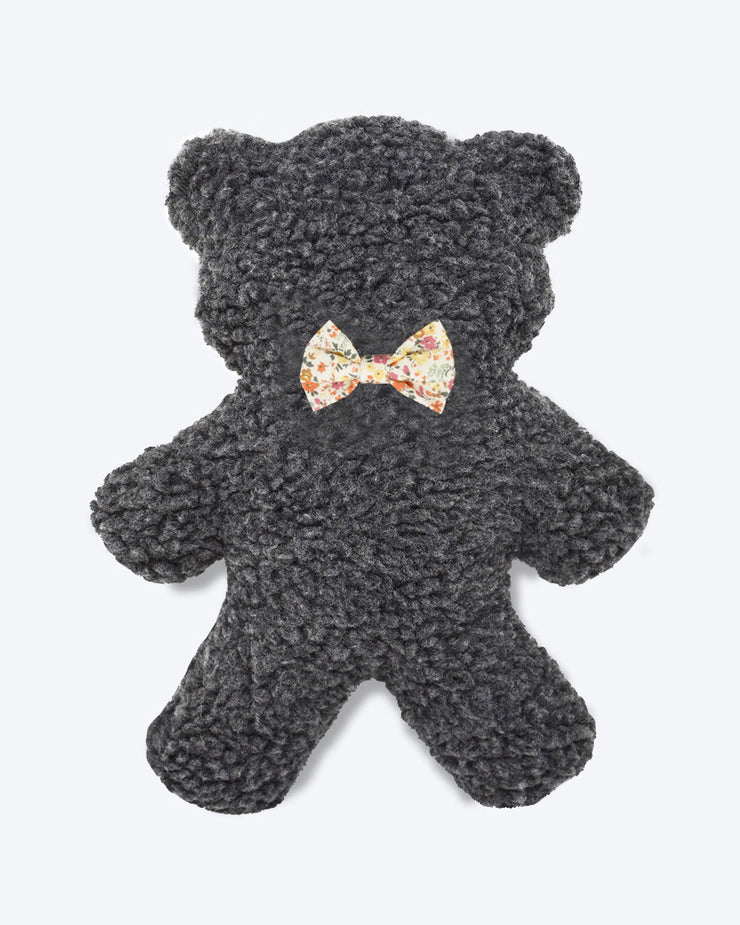 LAVENDER BED TIME BEAR - WILDFLOWER FLORAL BOWTIE - CHARCOAL PLUSH